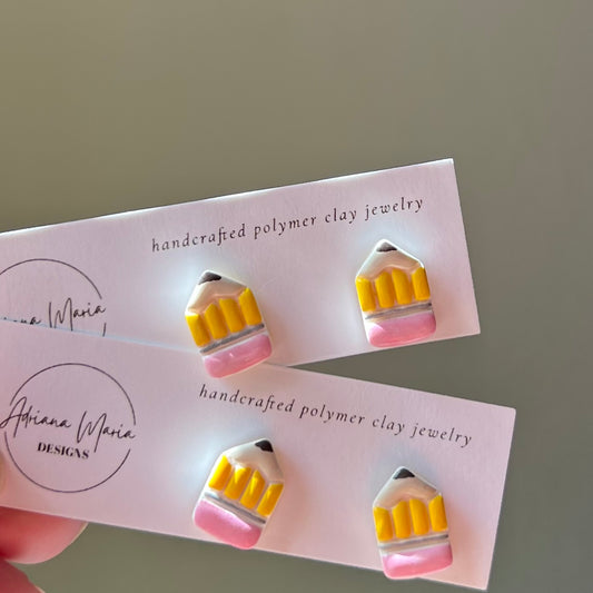 Chubby Pencil Polymer Clay Stud Earrings