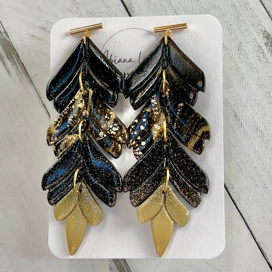 Black & Gold Polymer Clay Statement Earrings