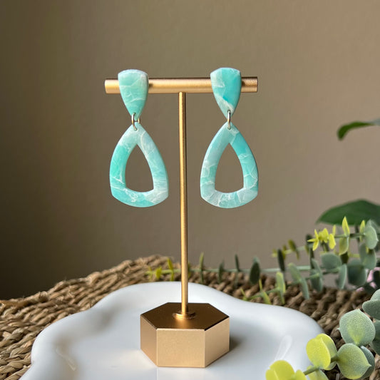 Ocean Waves Marbled Polymer Clay Earrings