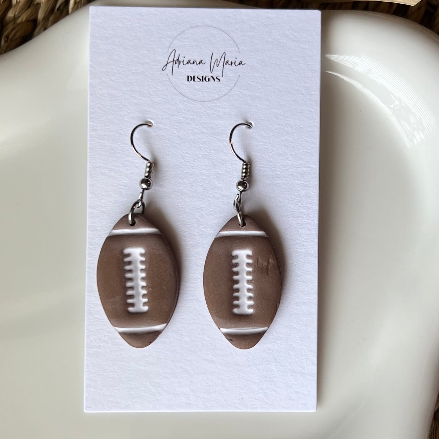 Football Polymer Clay Earrings