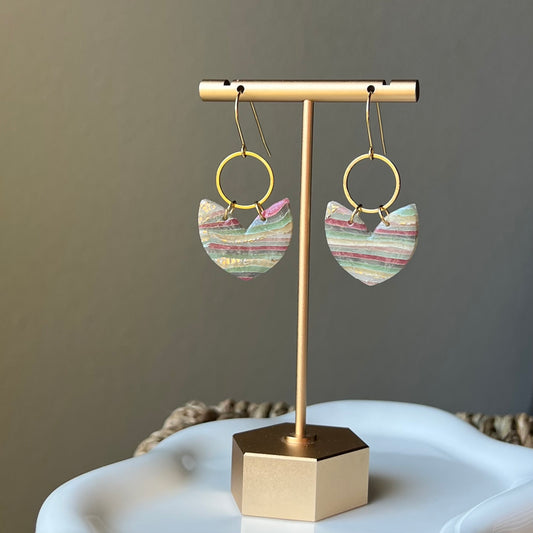 Agate Inspired Polymer Clay Dangle Earrings