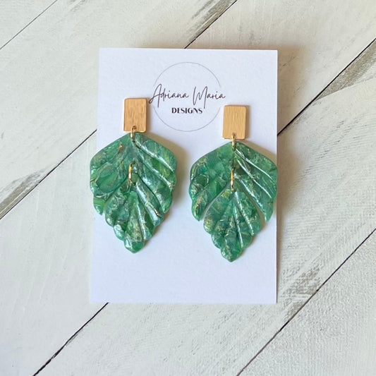 Green Translucent Polymer Clay Earrings