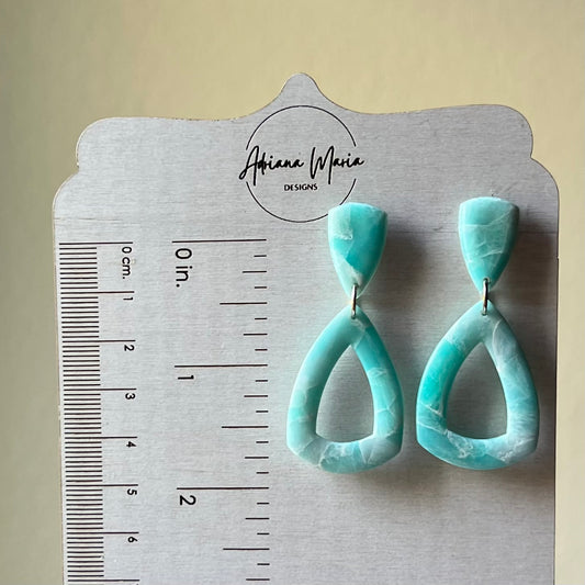 Ocean Waves Marbled Polymer Clay Earrings