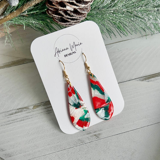 Abstract Skinny Teardrop Polymer Clay Earrings