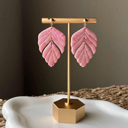 Rose Quartz Inspired Polymer Clay Earrings