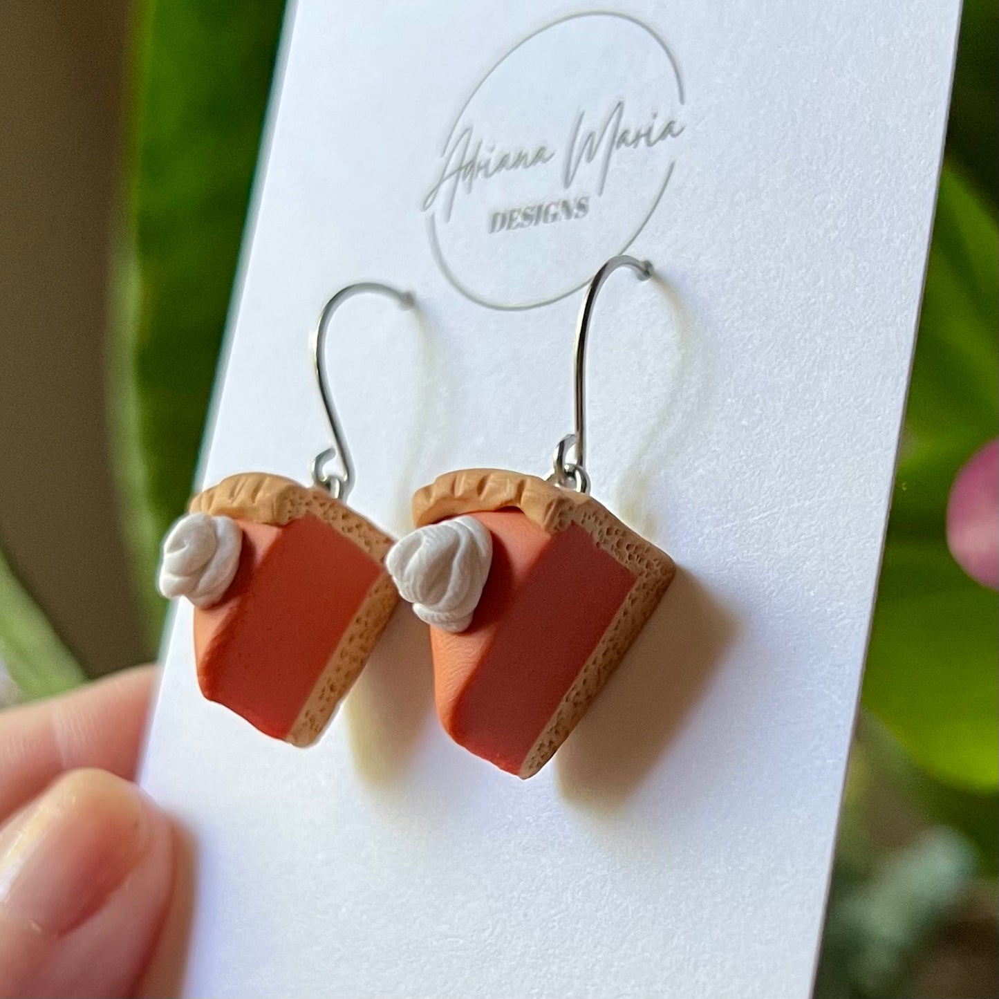 Pumpkin Pie Slice Polymer Clay Dangle Earrings, Fall Jewelry