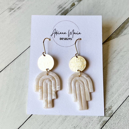 Cream White Translucent Polymer Clay Earrings