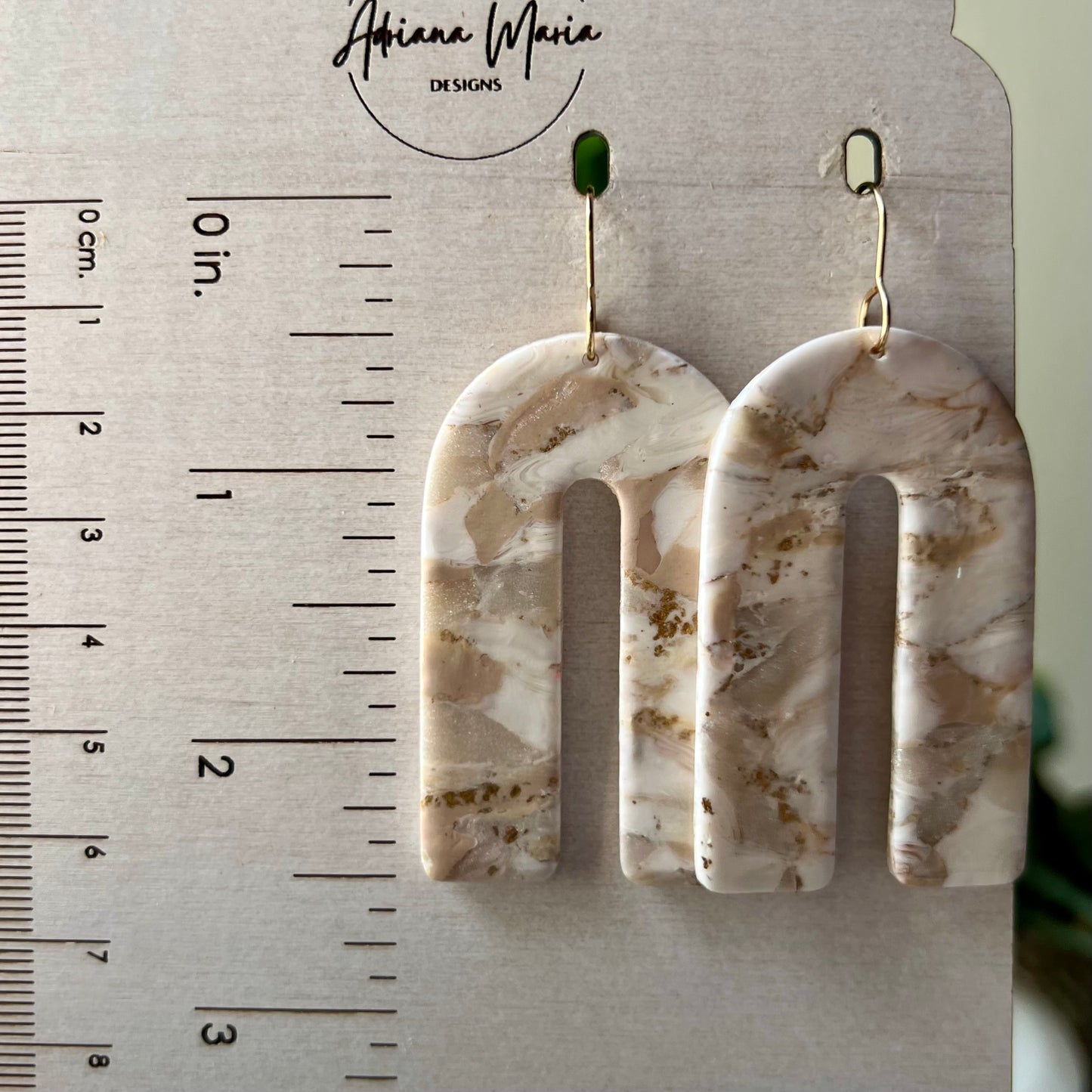 Ivory Pearl Marble Arch Polymer Clay Statement Earrings