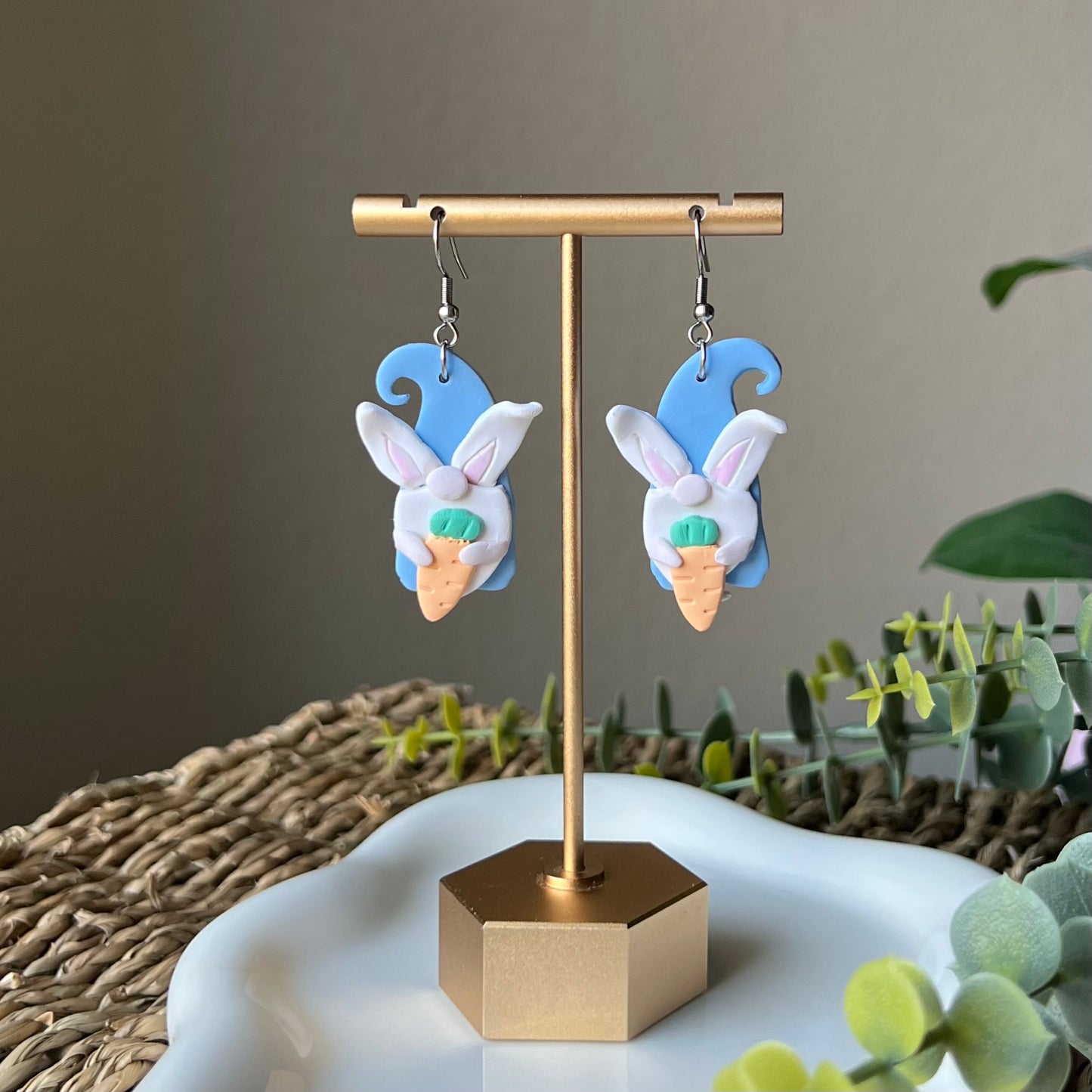 Bunny Rabbit Gnome Polymer Clay Earrings