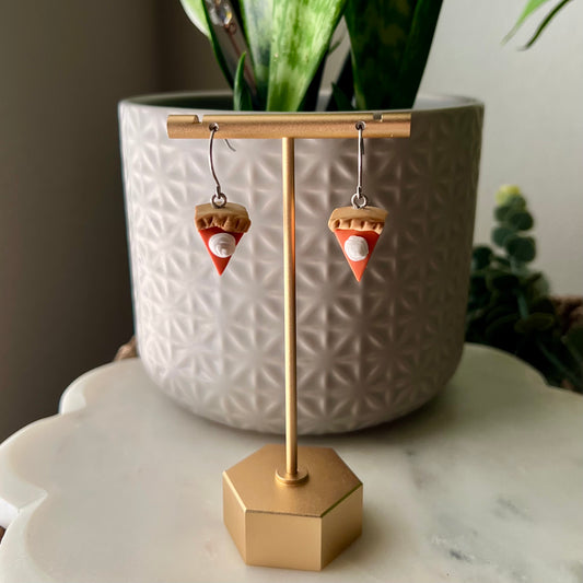 Pumpkin Pie Slice Polymer Clay Dangle Earrings, Fall Jewelry