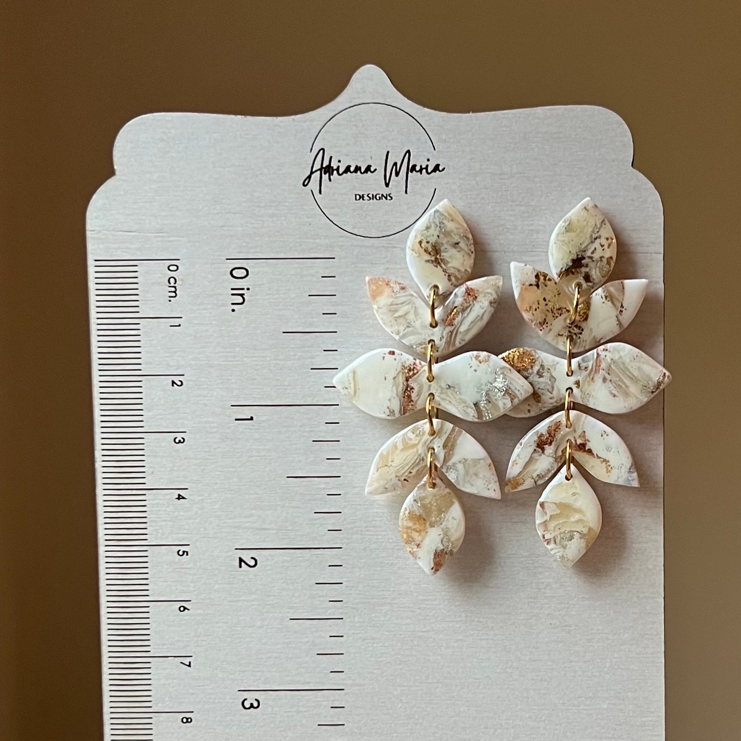 Warm Ivory Petal Polymer Clay Dangle Earrings