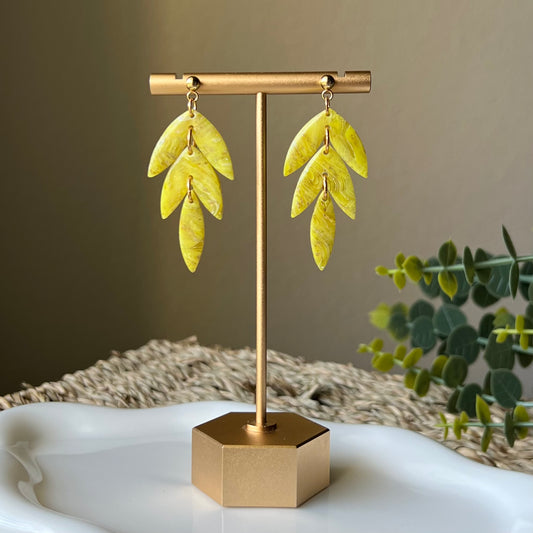 Yellow Marbled Polymer Clay Earrings