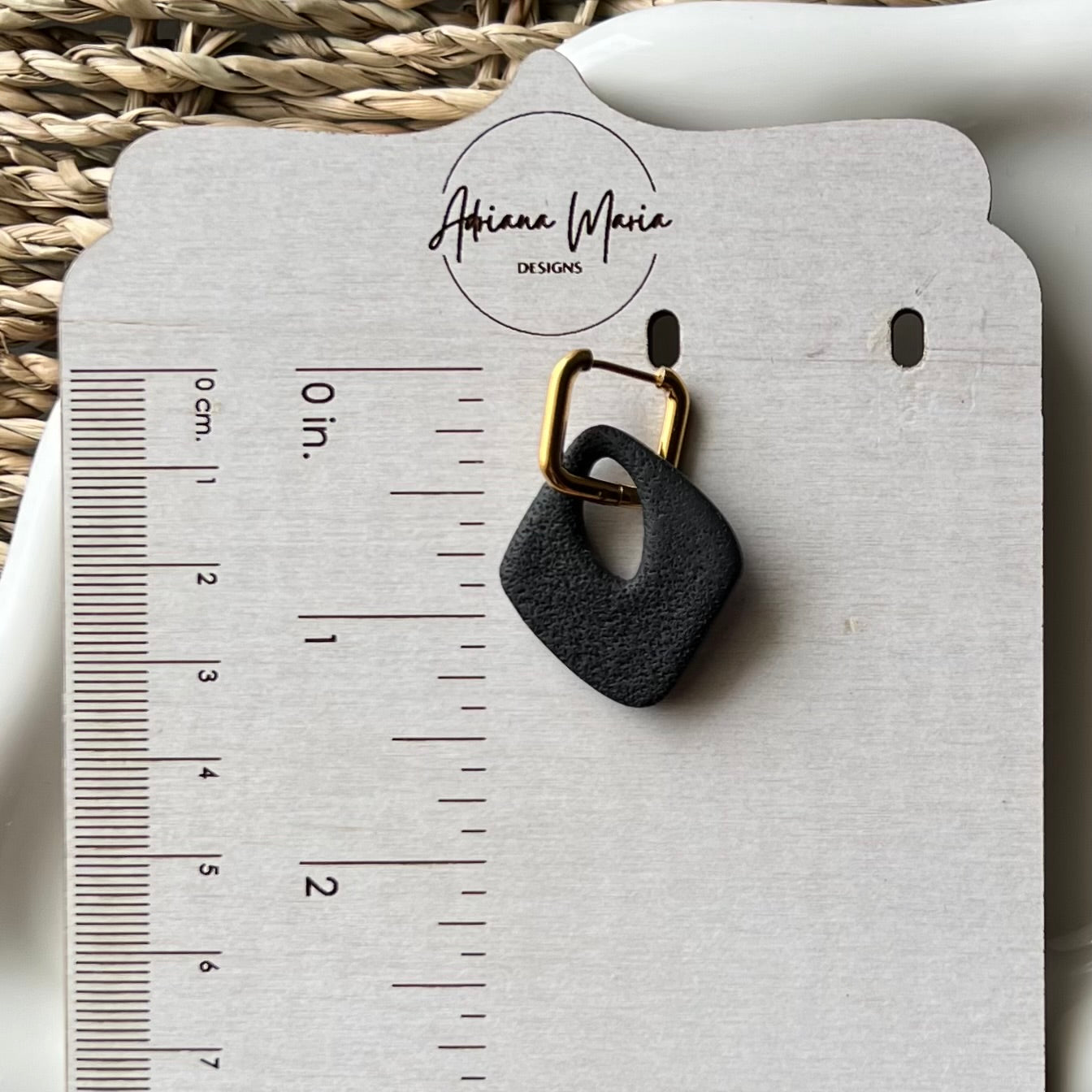 Black Huggie Hoop Clay Earrings