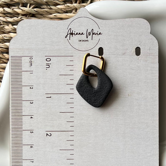 Black Huggie Hoop Clay Earrings
