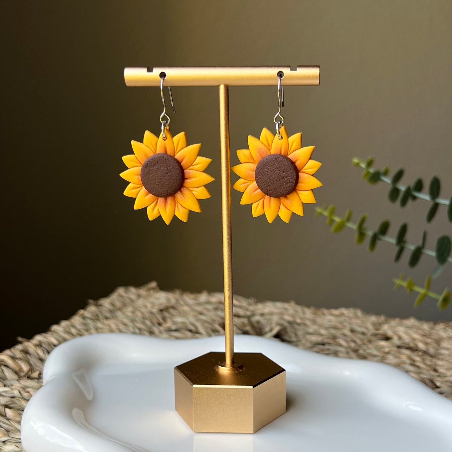Sunflower Polymer Clay Earrings