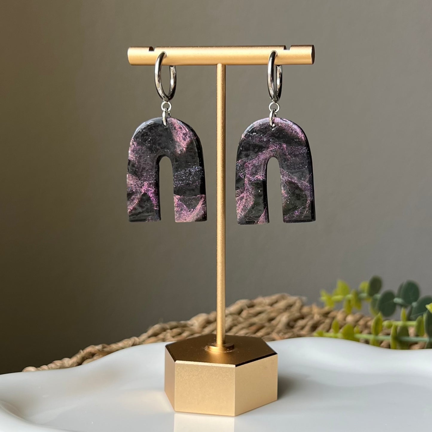 Midnight Magic: Arches Polymer Clay Earrings