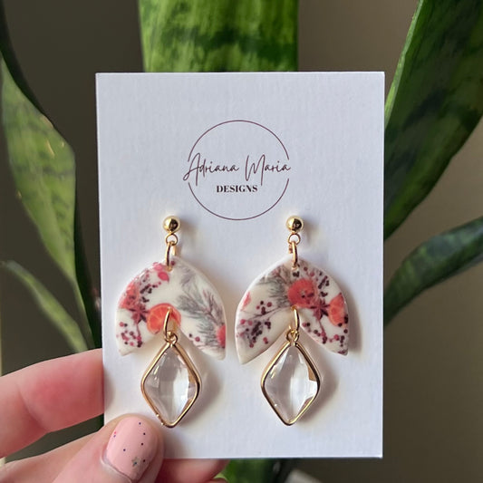 Orange Fall Spice Print Clay Earrings