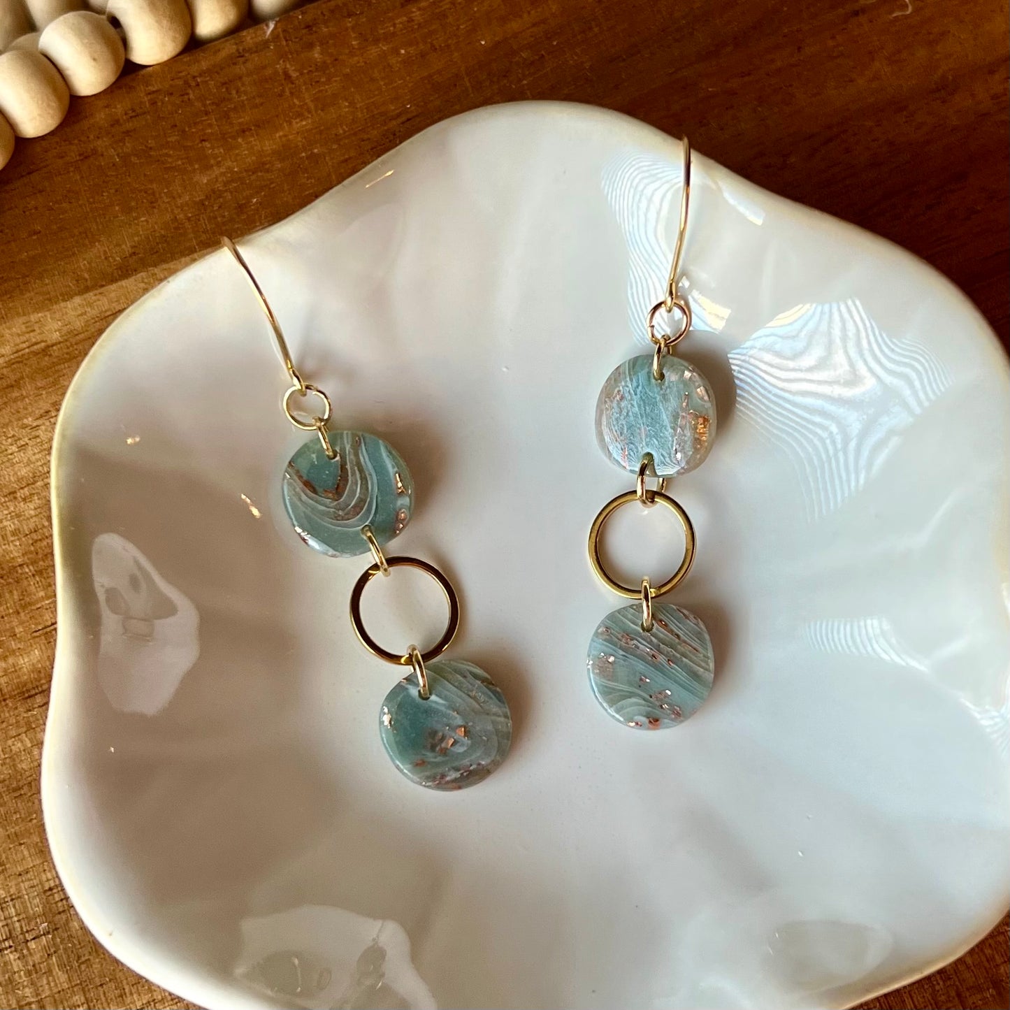 Ethereal Waves Collection: Button Dangle Polymer Clay Earrings