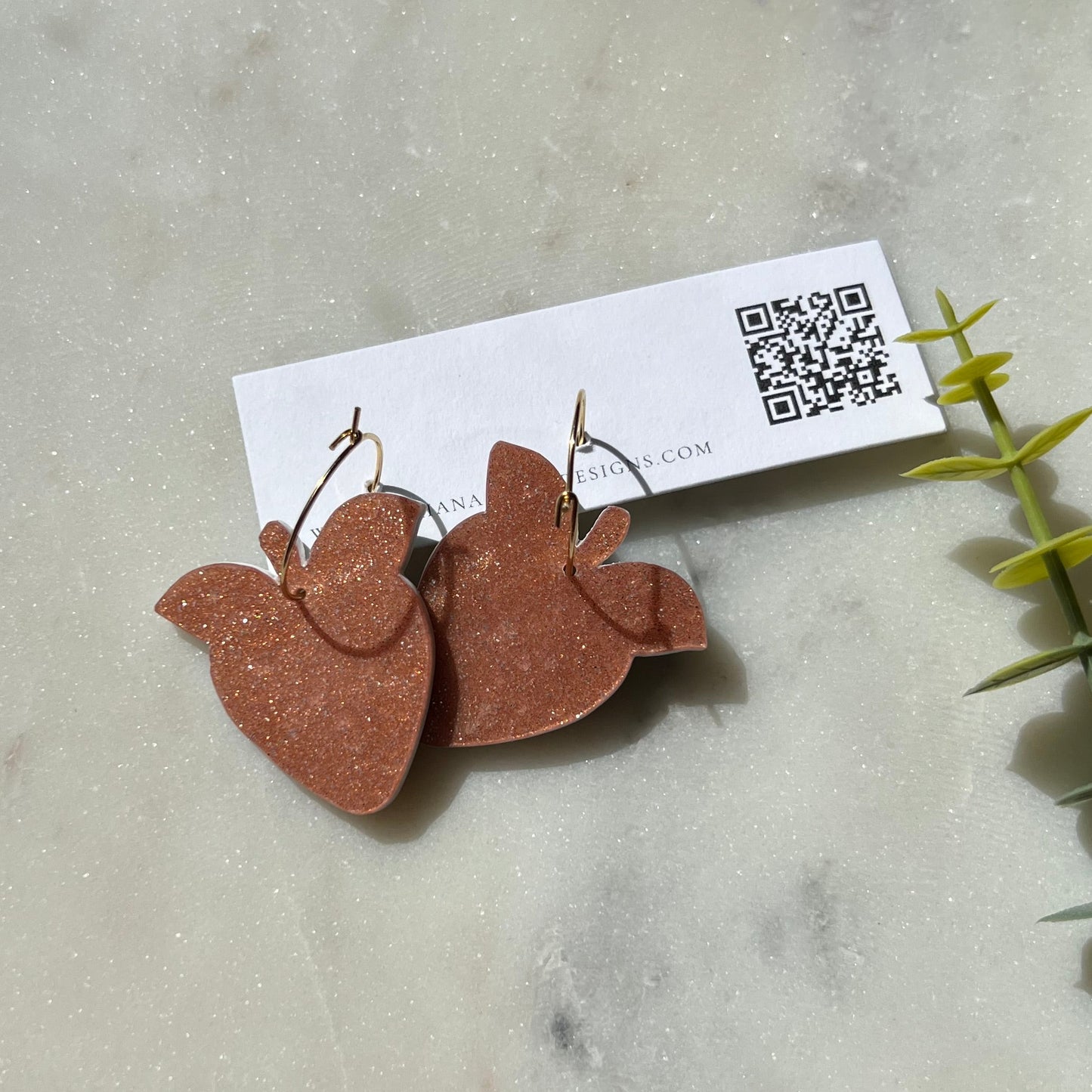 Mosaic Strawberry Clay Dangles with Hoops