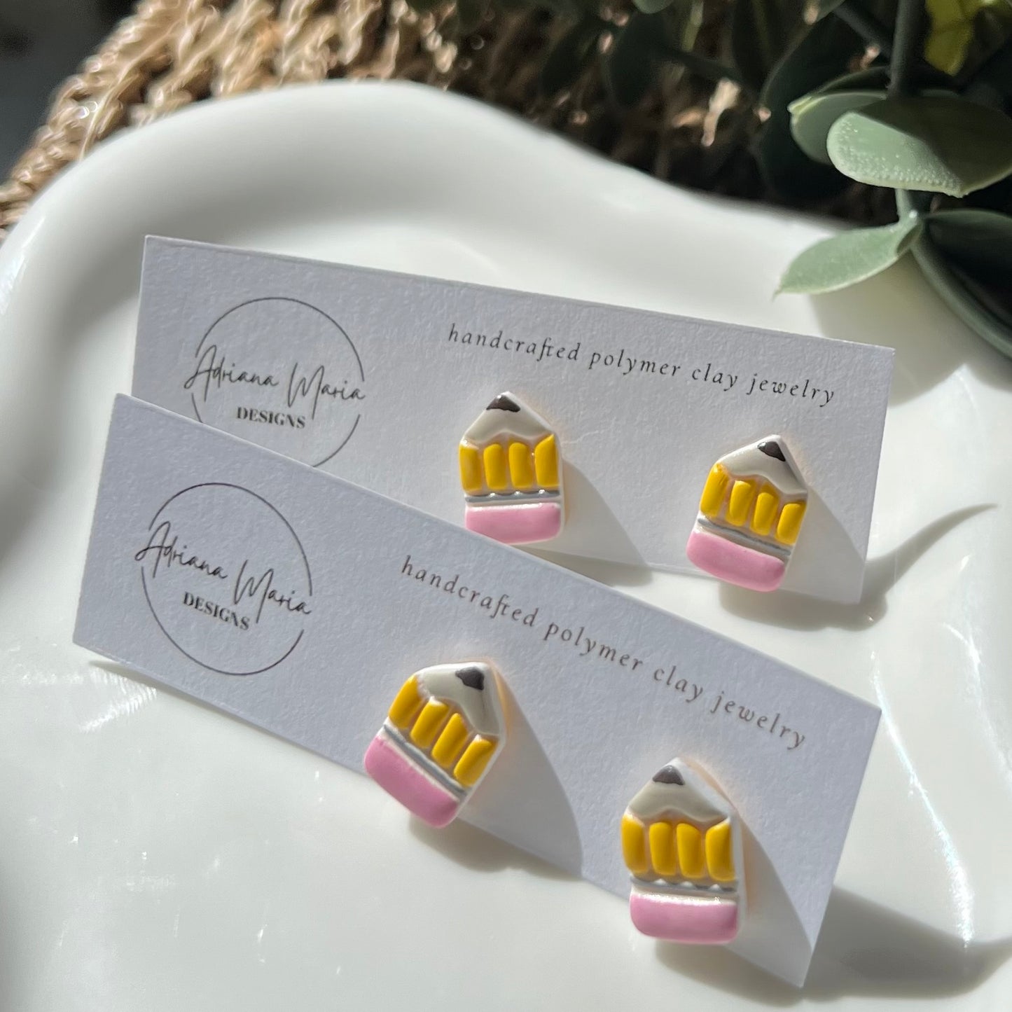 Chubby Pencil Polymer Clay Stud Earrings