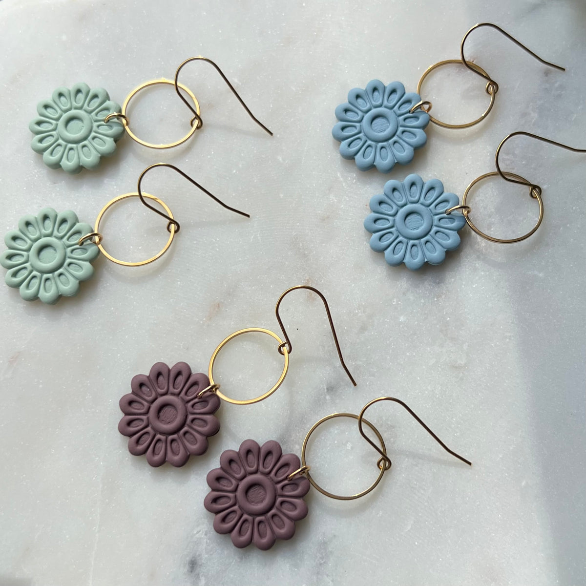 Petal Bloom Polymer Clay Dangle Earrings