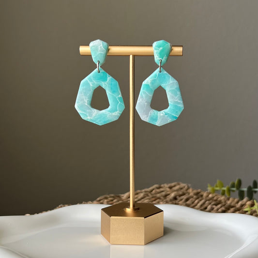 Ocean Waves Marbled Polymer Clay Earrings