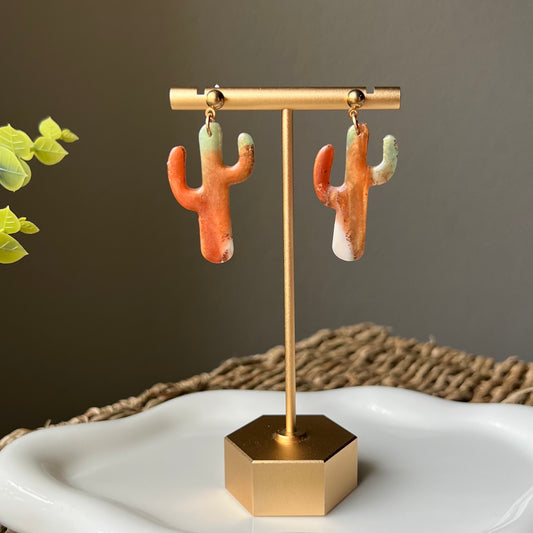 Earthen Glow Cactus Polymer Clay Earrings