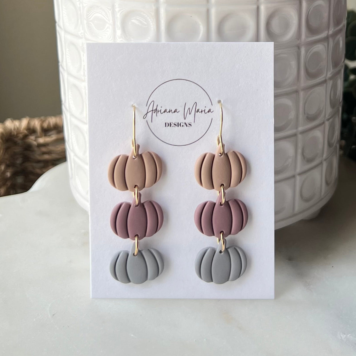 Pumpkin Patch Polymer Clay Earrings – Lightweight Fall Dangles