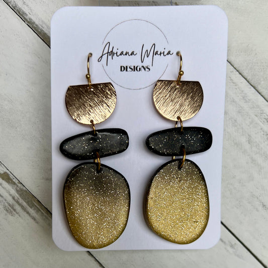 Black & Gold Polymer Clay Earrings