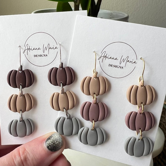 Pumpkin Patch Polymer Clay Earrings – Lightweight Fall Dangles