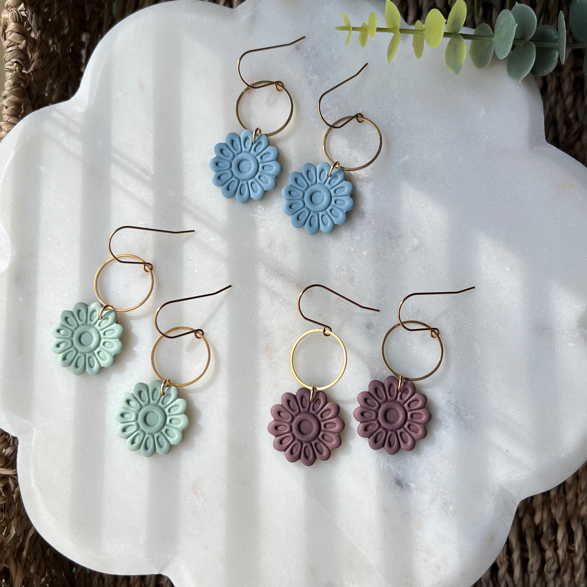 Petal Bloom Polymer Clay Dangle Earrings