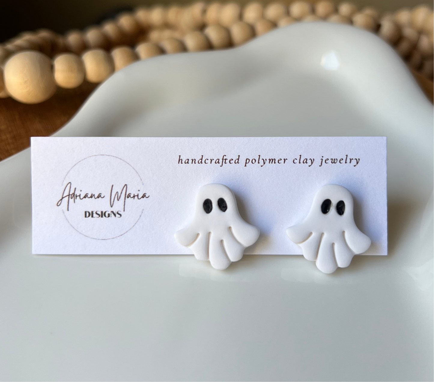 Ghost Polymer Clay Stud Earrings