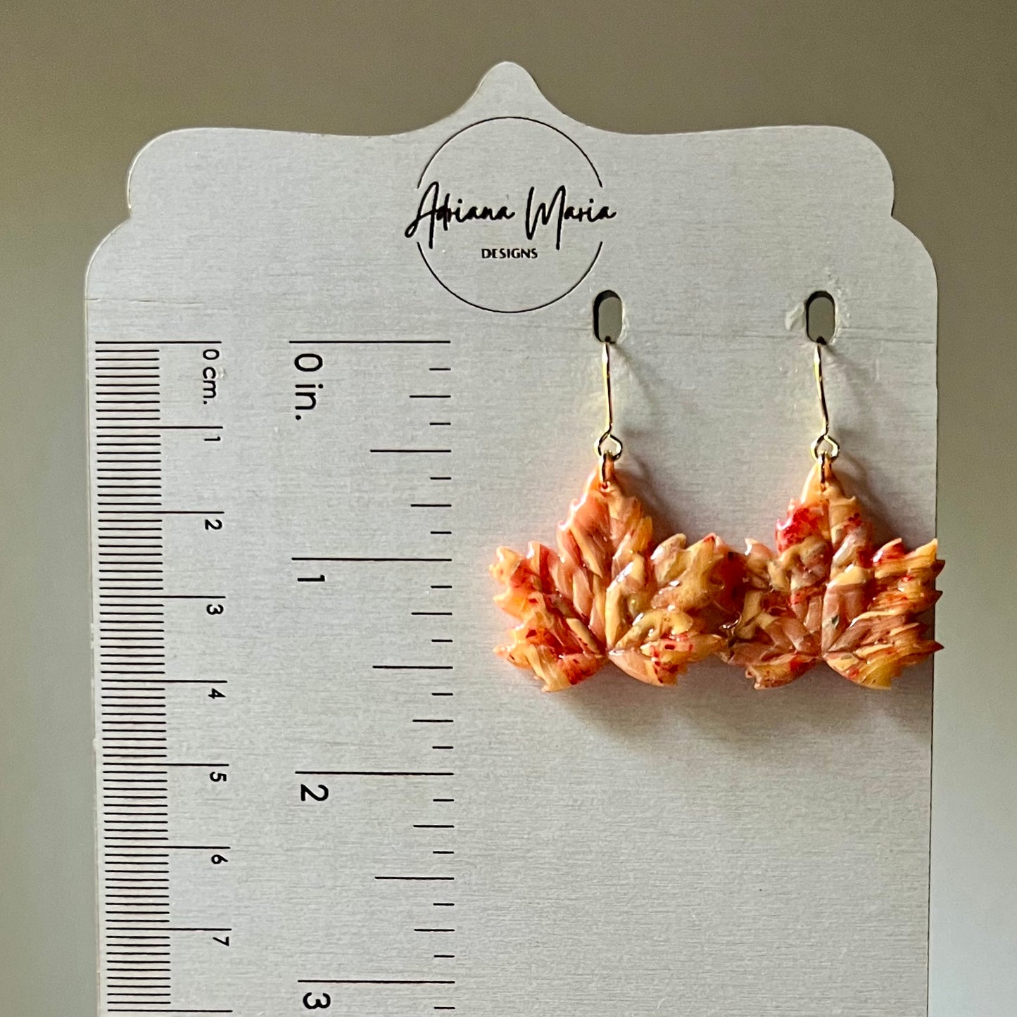 Golden Ember Maple Leaf Polymer Clay Dangle Earrings