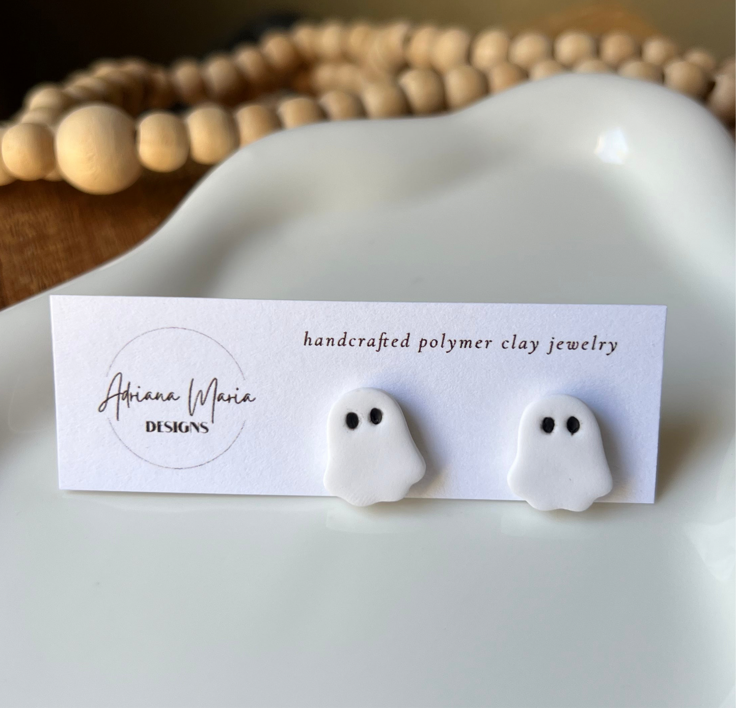 Ghost Polymer Clay Stud Earrings