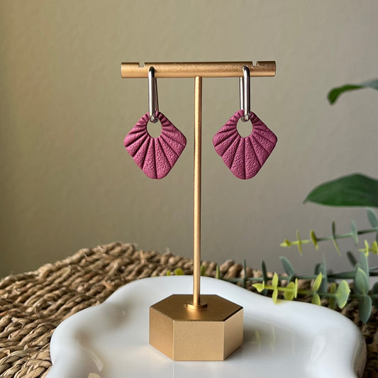 Mulberry Polymer Clay Huggie Hoop Earrings