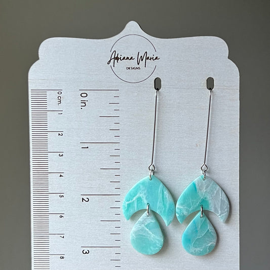 Ocean Waves Polymer Clay  Earrings