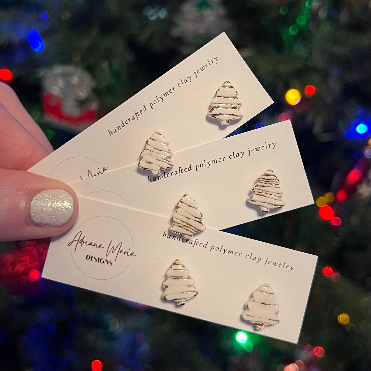 White & Gold Christmas Tree Studs