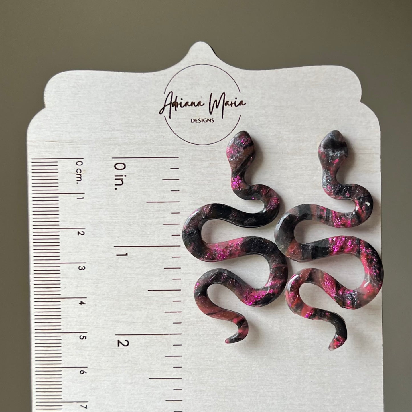 Black & Purple Marbled Snake Polymer Clay Stud Earrings
