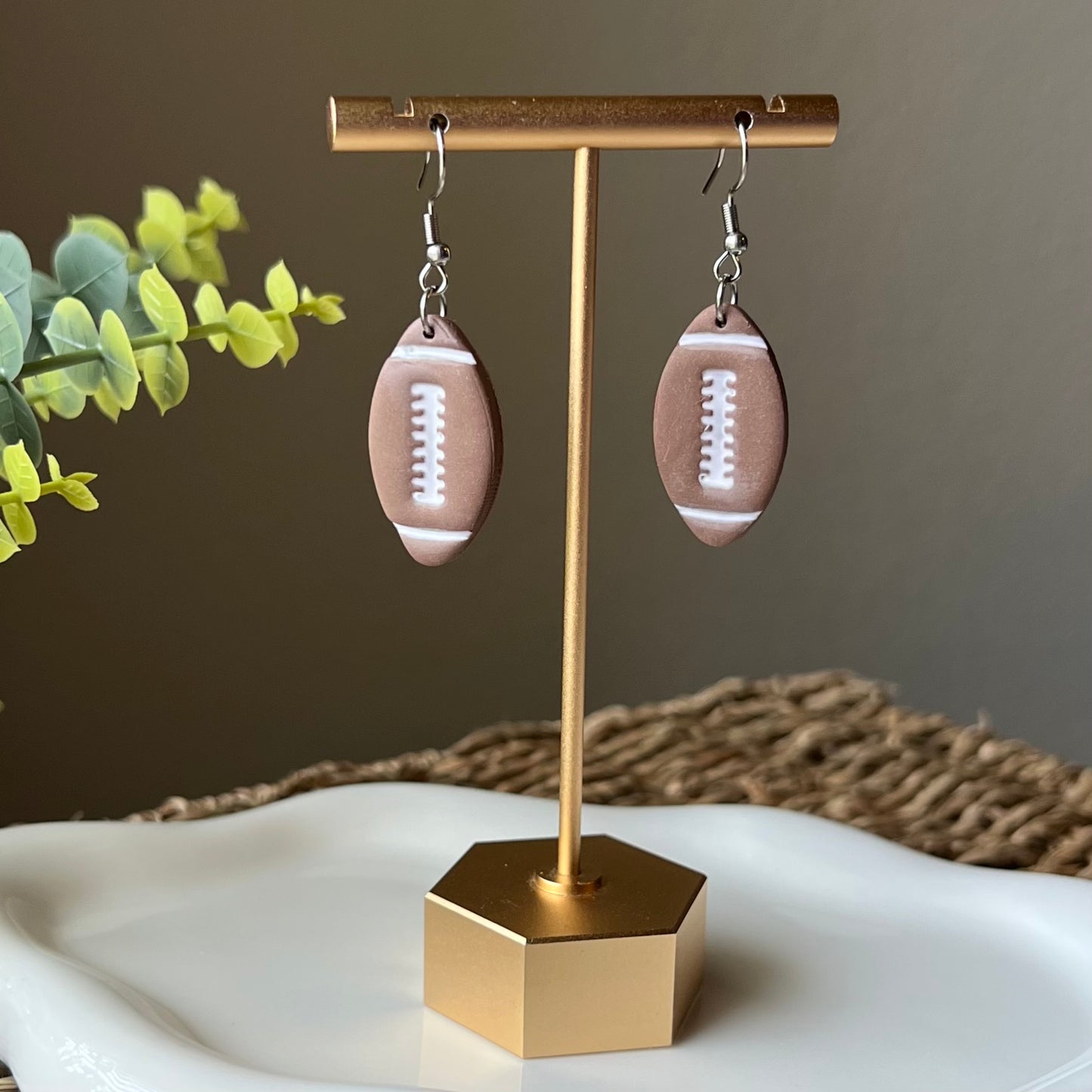 Football Polymer Clay Earrings