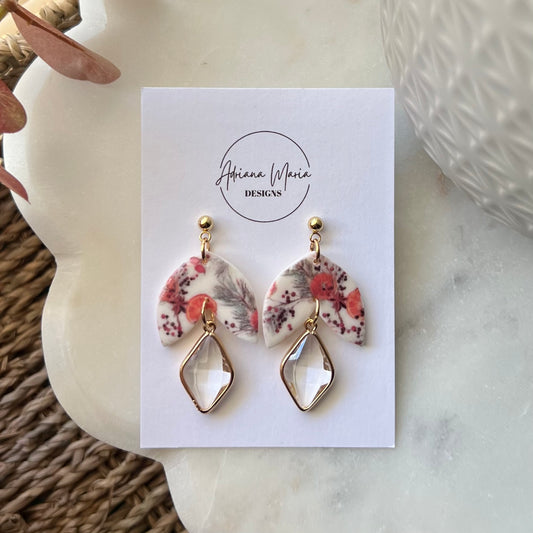 Orange Fall Spice Print Clay Earrings