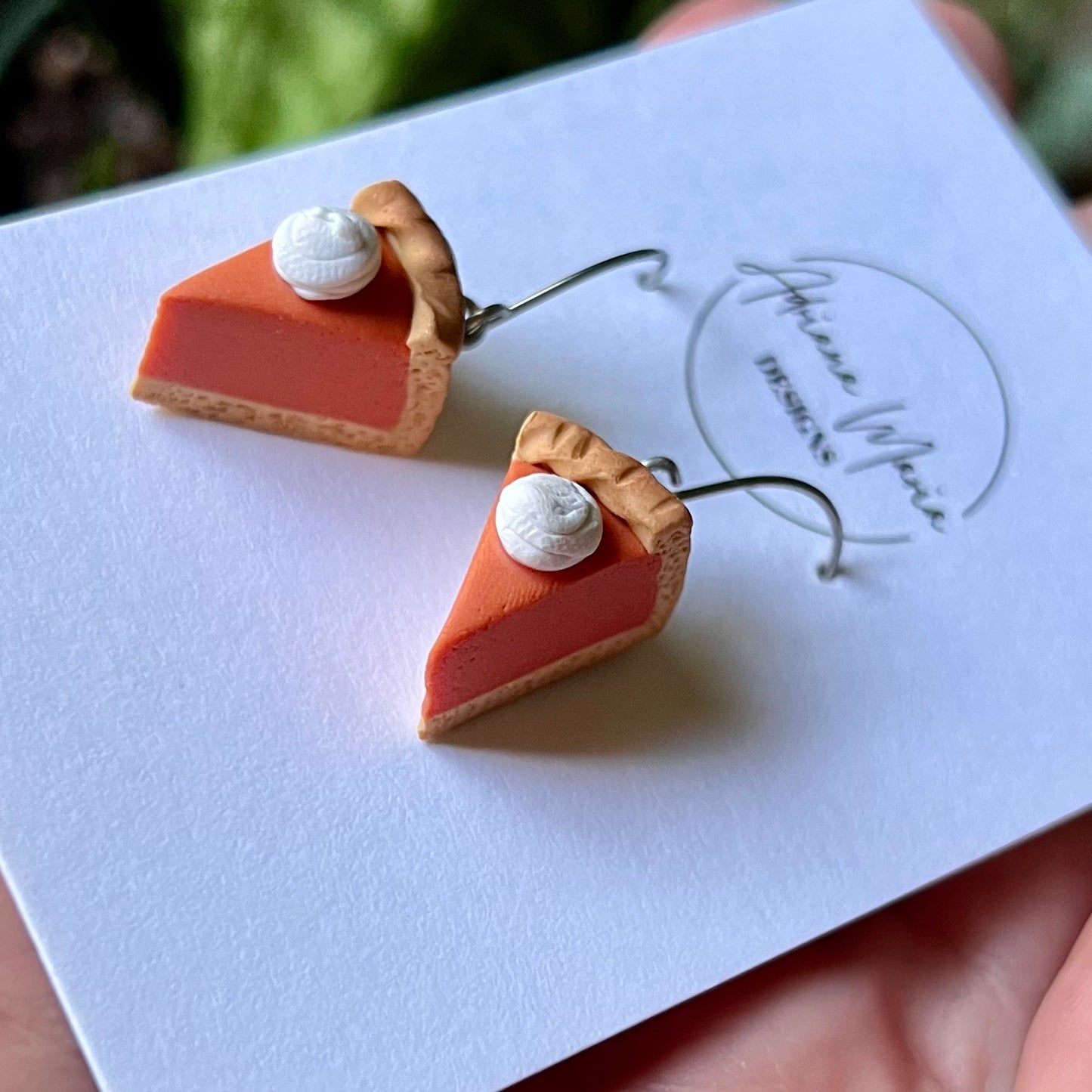 Pumpkin Pie Slice Polymer Clay Dangle Earrings, Fall Jewelry