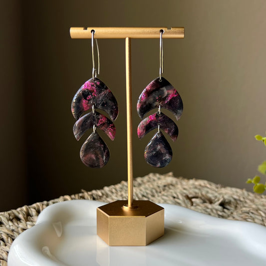 Black & Purple Polymer Clay Earrings