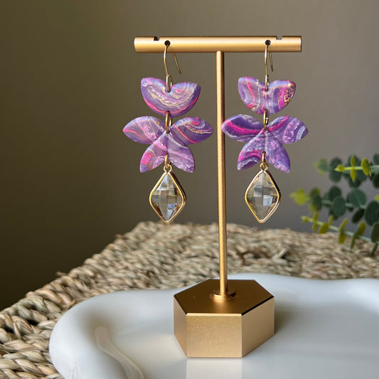 Dream In Purple: Agate Marbled Polymer Clay Statement Earrings