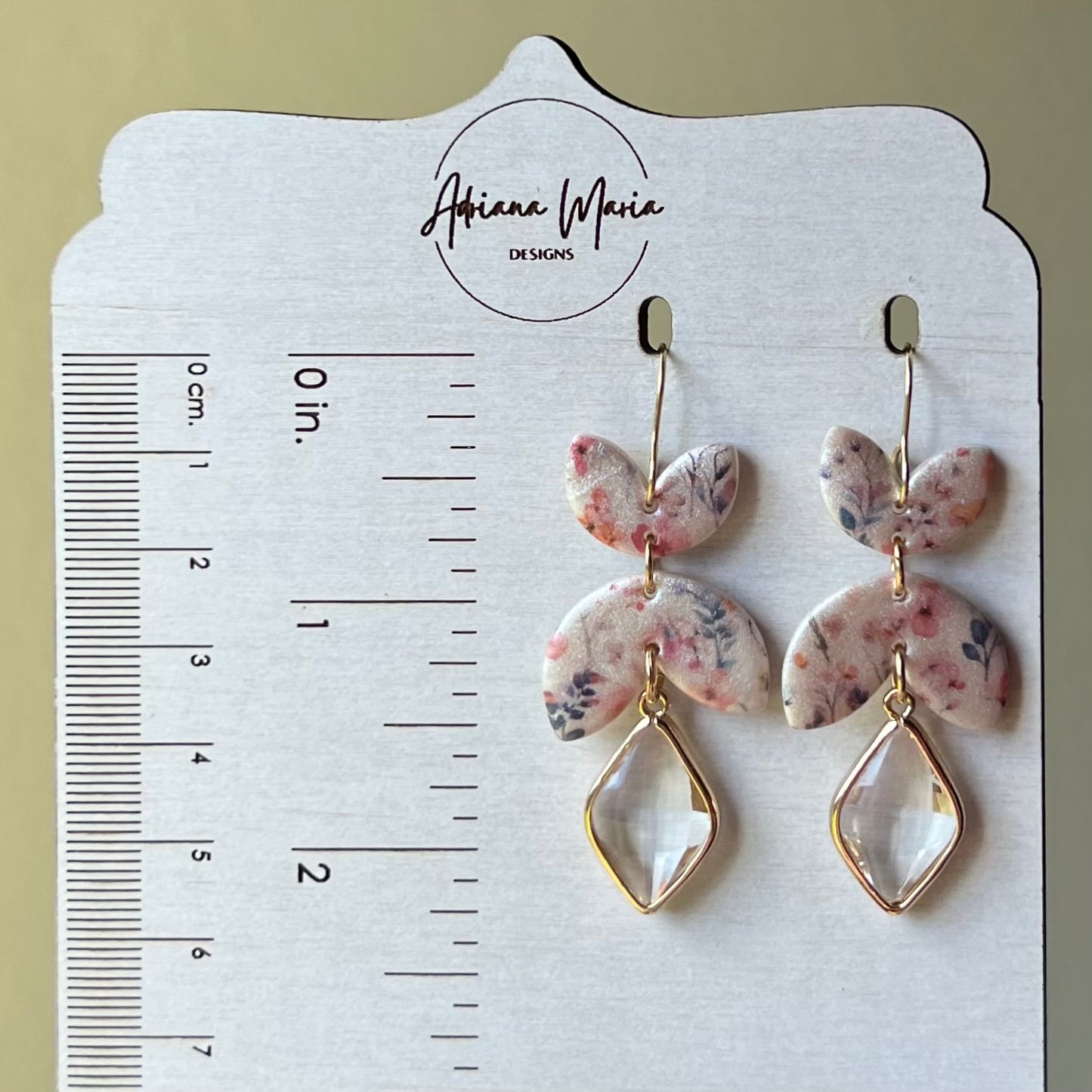 Pearl Floral Print Polymer Clay Earrings