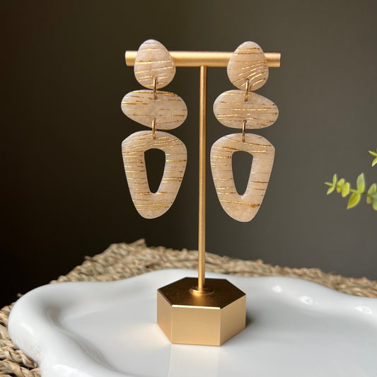 Beige Translucent Polymer Clay Statement Earrings