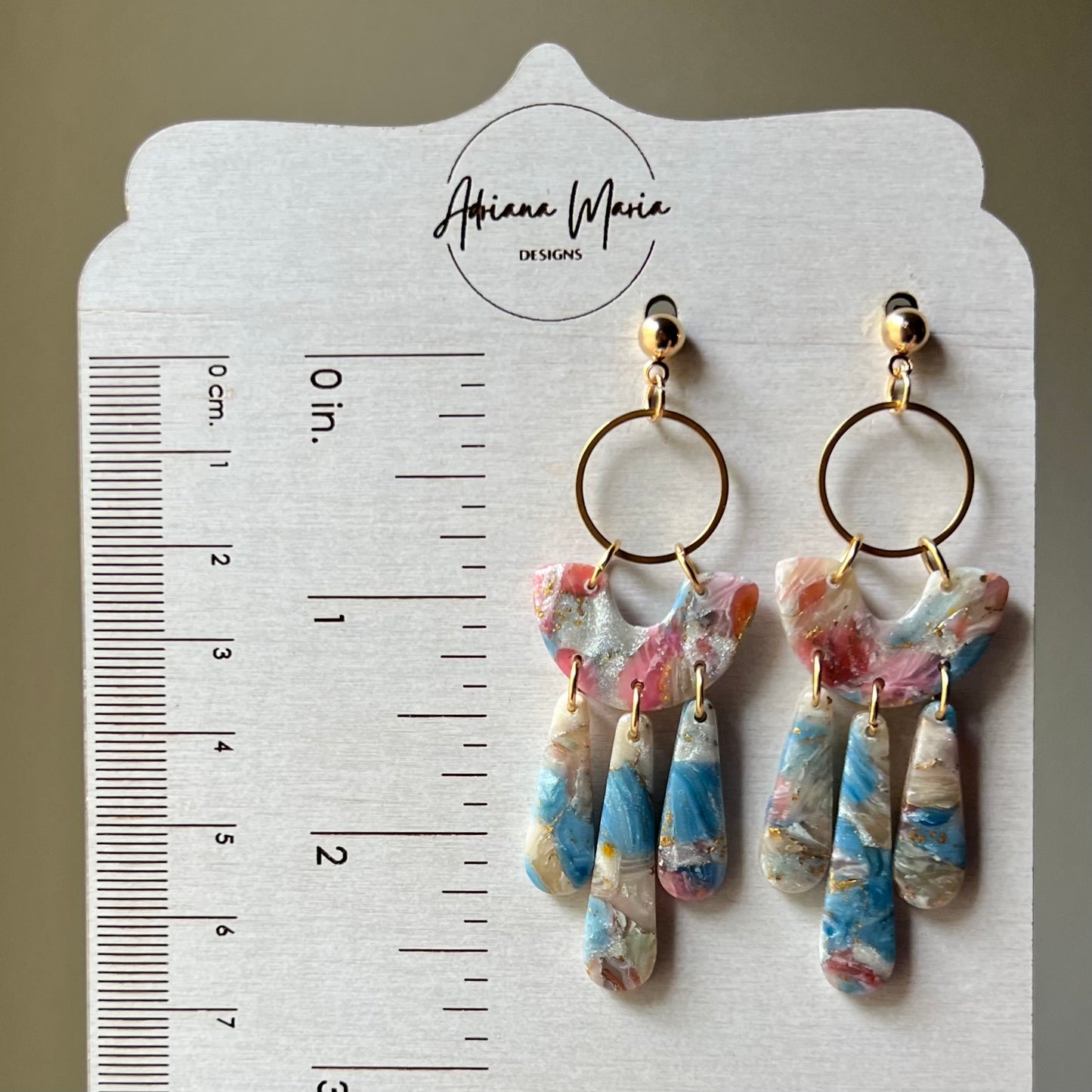 Pastel Marbled Polymer Clay Dangle Earrings