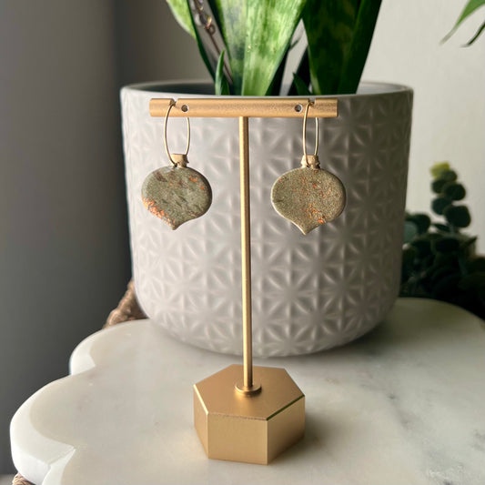 Green & Copper Shimmer Christmas Ornament Polymer Clay Earrings