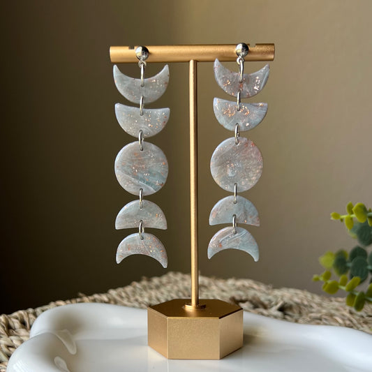 Ethereal Waves Collection: Moon Phase Polymer Clay Earrings