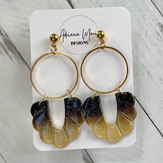 Black & Gold Ombre Polymer Clay Earrings