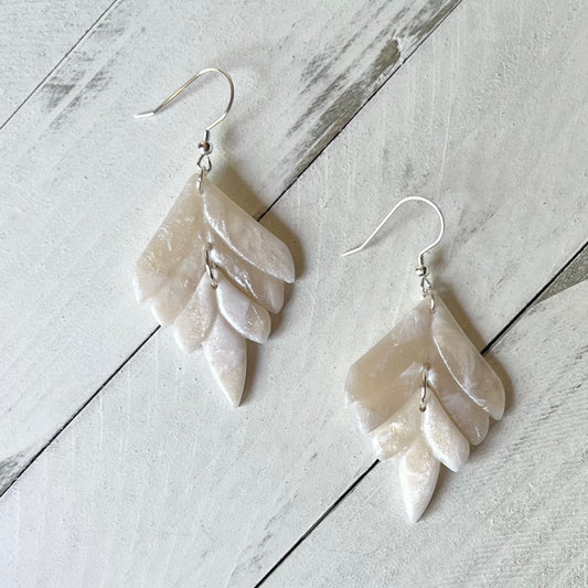 Pearl White Translucent Polymer Clay Earrings